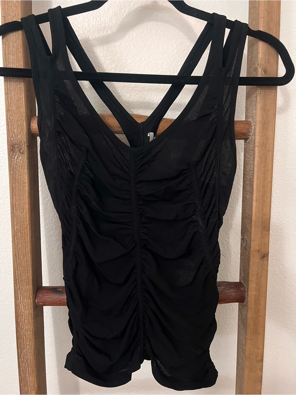 T by Alexander Wang Black Ruched Strappy Tank
